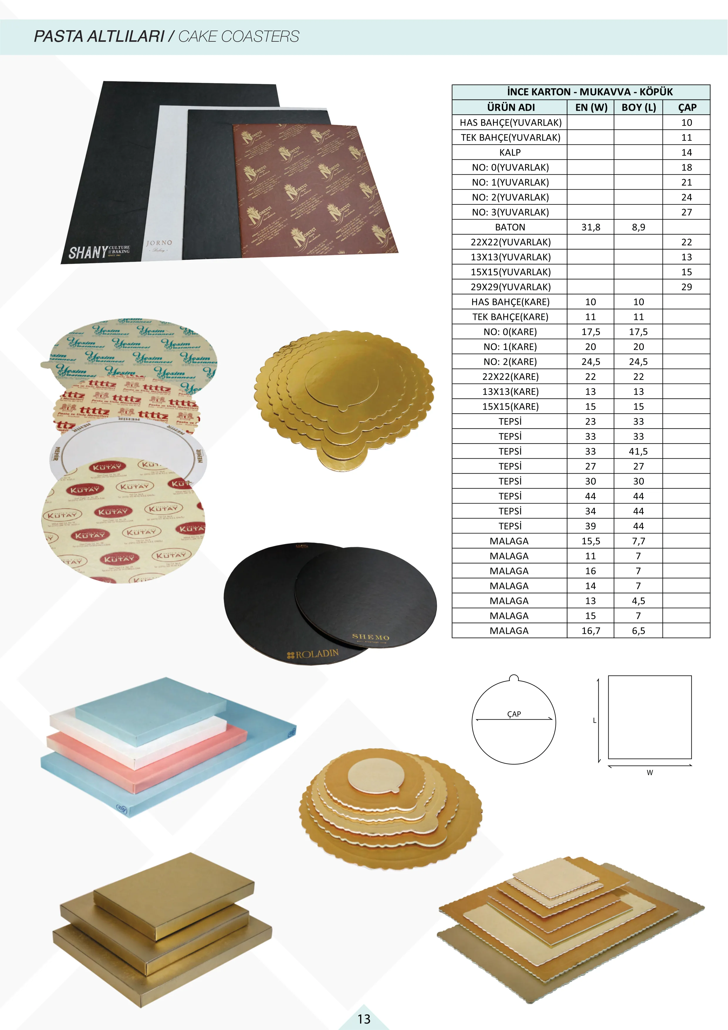Pasta Altlıkları Gold Gümüş